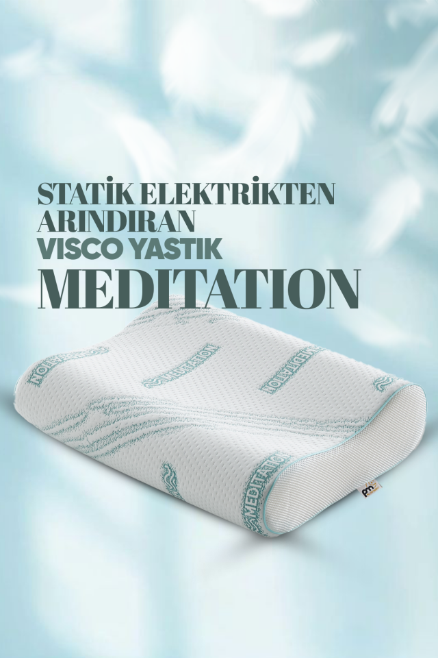 Ortopedik Yastık Meditation Servikal Destek Yastığı [ Anti Stres ] Çift Boyun Destekli Visko Yastık