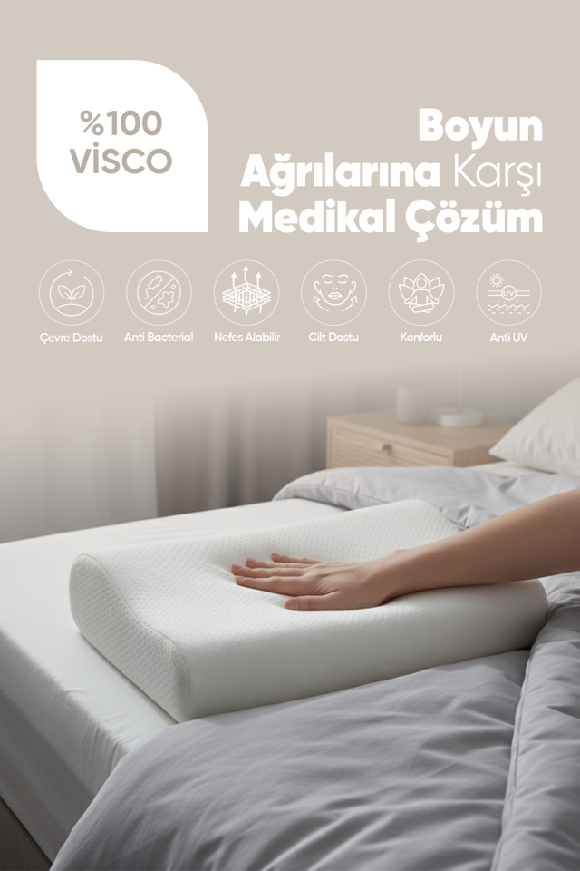 Pillow Market Ortopedik Visko Yastık - Anti Stres Boyun Destekli Yastık
