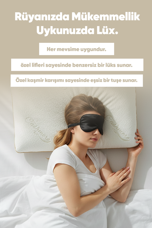 Pillow Market Ortopedik Büyük Boy Visko Yastık - Doğal Kaşmir Kumaş