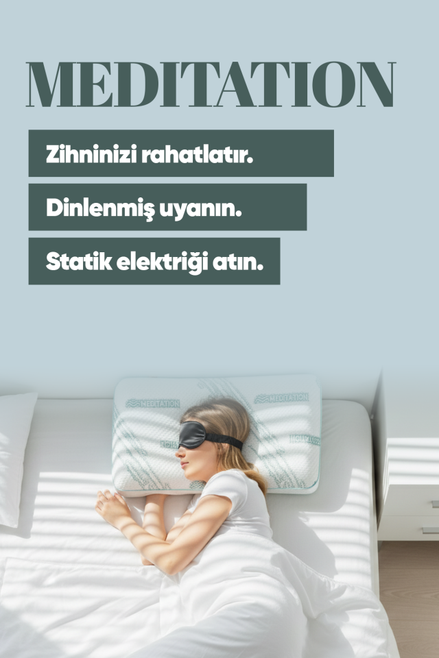 Dinlendirici Meditation Ortopedik Visko Yastık - Negatif Elektriklerden Arındıran Kumaş -Anti statik
