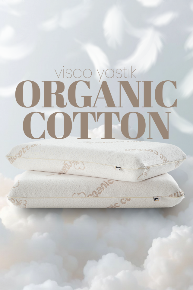 Organik Koton Ortopedik Visko Yastık - %100 Doğal Pamuk Kumaş - Konforlu Nem Kontorllü Akıllı Yastık