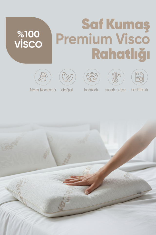 Pillow Market Ortopedik Organik Koton Visko Yastık - %100 Doğal Pamuk