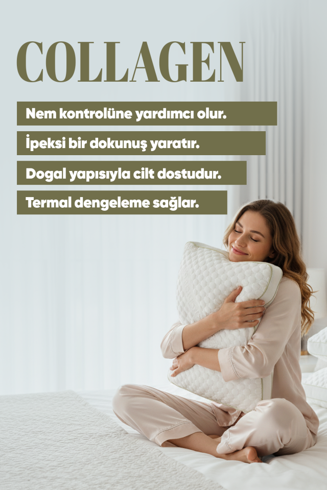 Ortopedik Tombul Visko Yastık - Yaşlanma Karşıtı COLLAGEN Güzellik Yastığı - [ Kırışıklık Önleyici ]