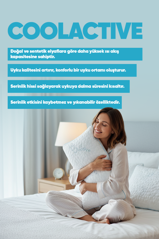 Akıllı Soğuk  COOL ACTIVE Kumaş - Tombul Visko Yastık - Terleme Ve Isı Önleyici Ortopedik Yastık
