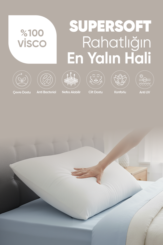 Tombul Visco yastık - Ortopedik yastık - Hava alabilir kumaş - [ Super Soft ] tombul Visco Yastık