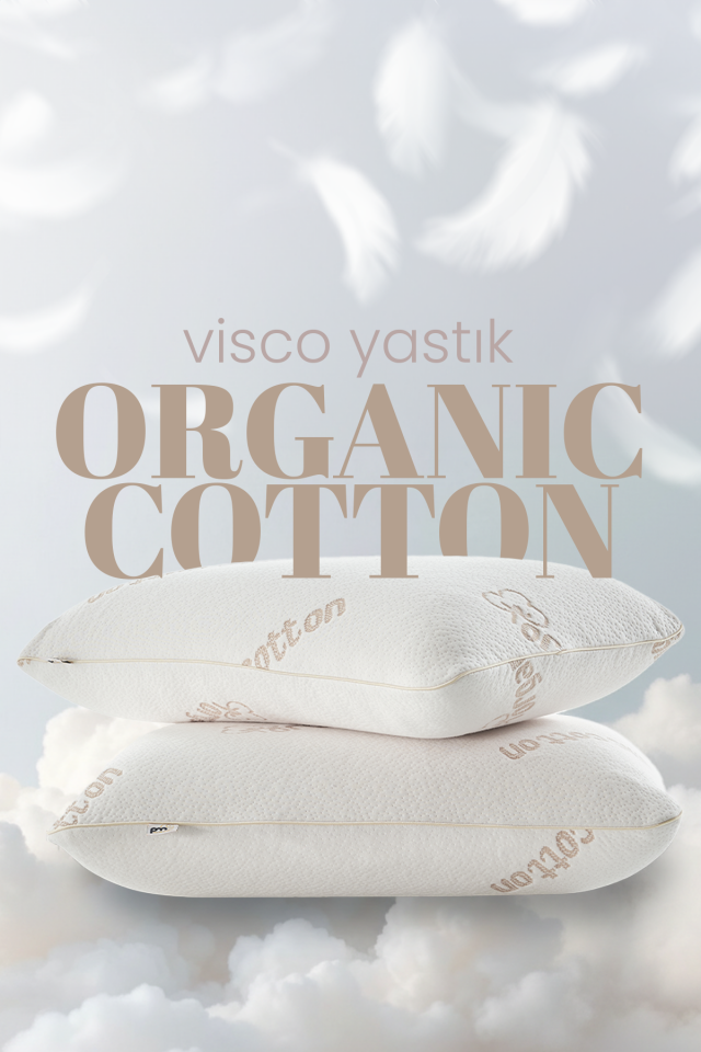 Organik Koton Ortopedik Visko Yastık - %100 Doğal Pamuk Kumaş - Konforlu Nem Kontorllü Akıllı Yastık