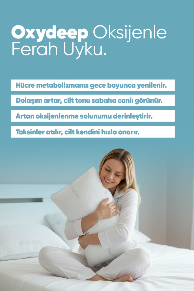 Yorgunluk Önleyici OXYDEEP Yastık - Uyku düzenleyen ortopedik ergonomik tombul [ Visko Yastık ]