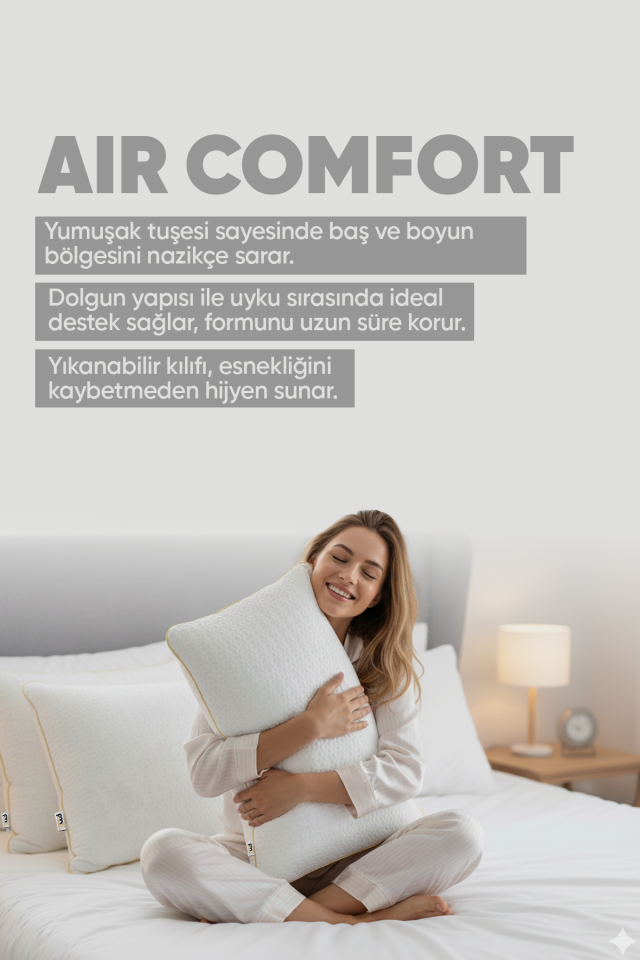 Pillow Market Air Comfort Ortopedik Visco Yastık - Boyun Destekli ve Hava Alabilir