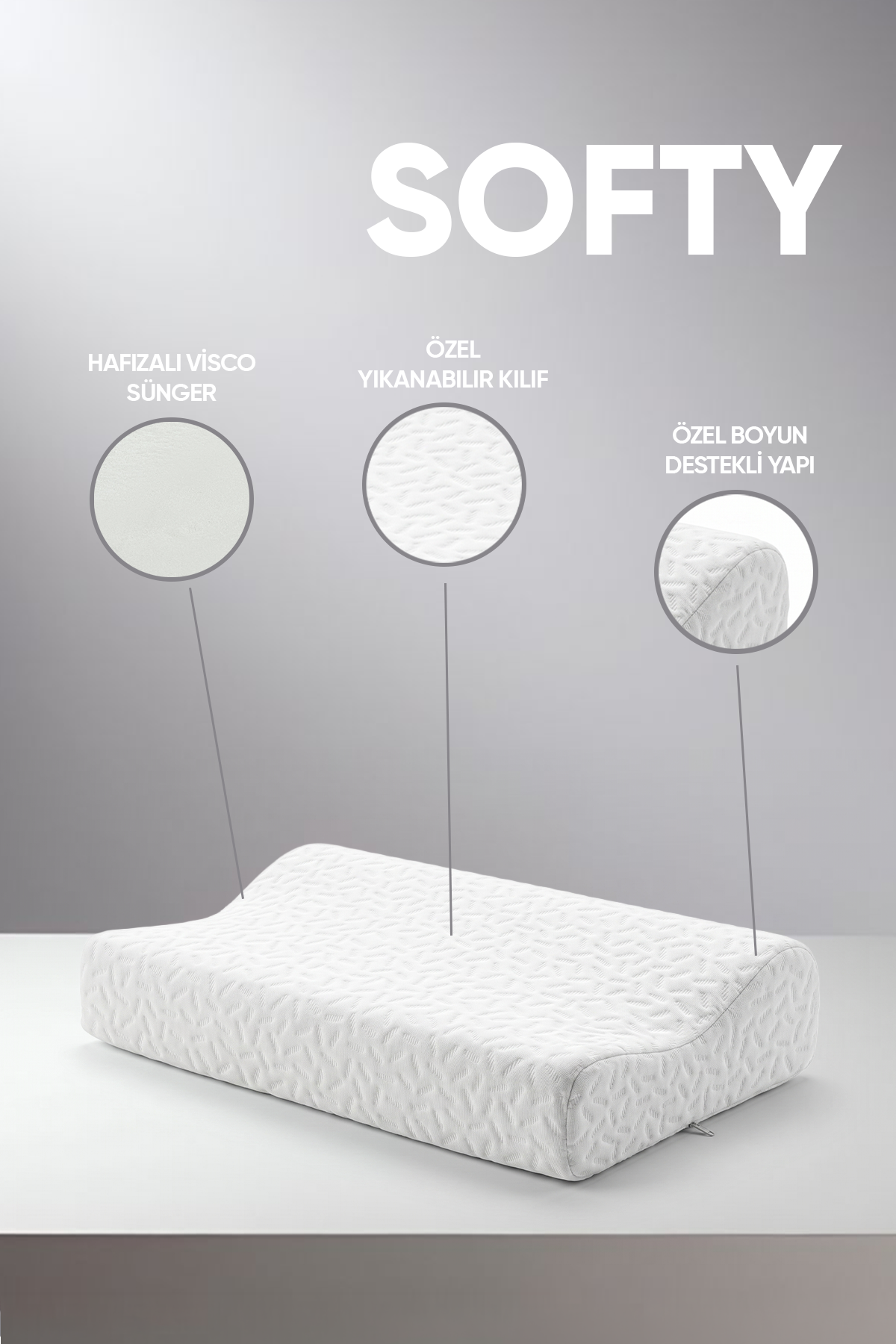 Pillow Market Softy Ortopedik Visko Boyun Destekli Yastık